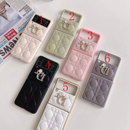 Dior Soft Leather Protective Case for Samsung Galaxy Z Flip 1 2 3 4 5, Z Fold 2 3 4 5
