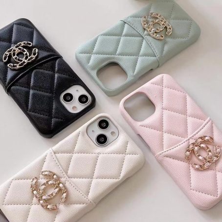 Chanel Soft Leather Card Holder Case for iPhone 15 14 12 13 11 Pro Max