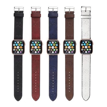 Gucci Apple Watch Band Straps Compatible iWatch Replacement imprint Leather Band