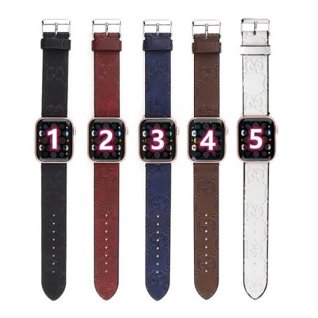 Gucci Apple Watch Band Straps Compatible iWatch Replacement imprint Leather Band