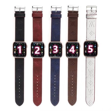 Louis Vuitton Apple Watch Band Straps Compatible iWatch Replacement imprint Leather Band
