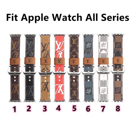 Louis Vuitton Apple Watch Band Straps Compatible iWatch Replacement Leather Band