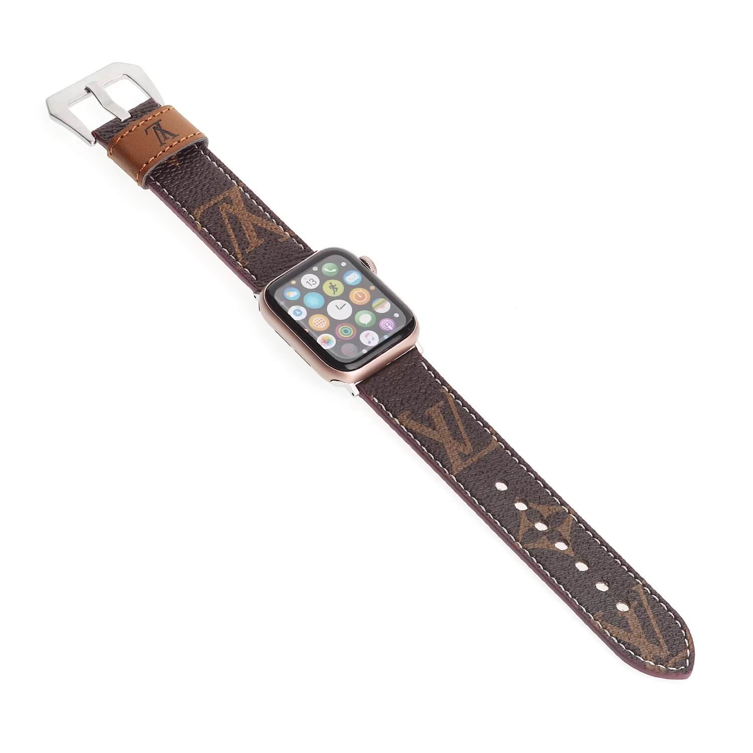 Louis Vuitton Apple Watch Band Leather iWatch Band LV Lattice Brown