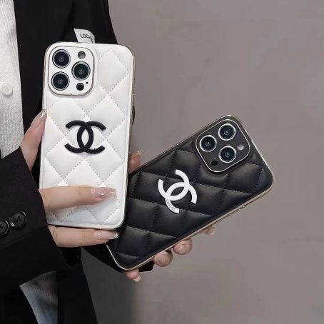 Chanel Plating Leather Case for iPhone 15 14 13 12 Pro Max
