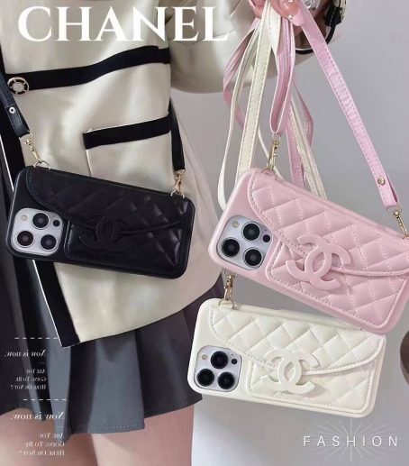 【Crossbody】Chanel Leather Wallet Case for iPhone 15 12 11 13 14 Pro Max