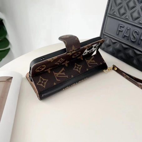 Louis Vuitton Leather Wallet Case for iPhone 12 11 13 14 15 Pro Max
