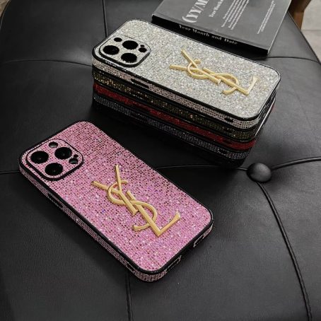 YSL Glitter Diamond Case with Strap for Apple iPhone