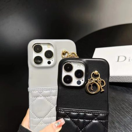 CHRISTIAN DIOR Leather Case for iPhone 15 14 13 12 Pro Max