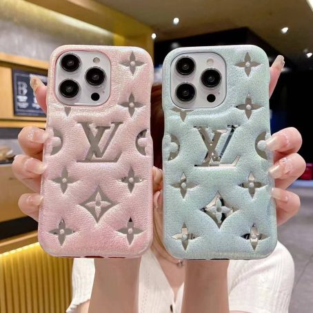 [Fashion]Louis Vuitton Soft Leather Reflective Case for iPhone 15 14 12 13 Pro Max