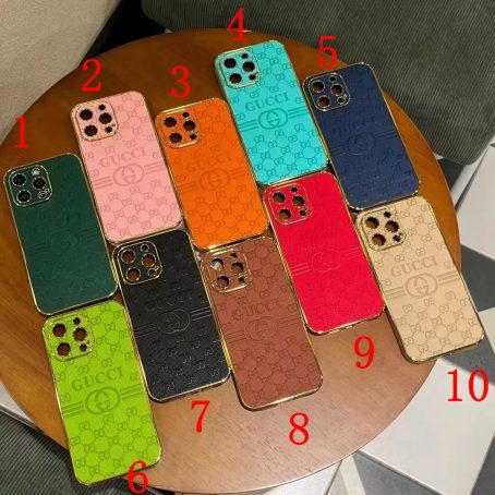 Gucci Plating Embossed Leather Case for iPhone 15 14 13 12 11 Pro Max