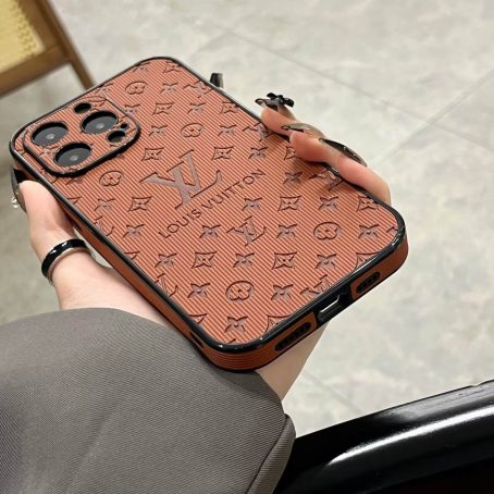 Louis Vuitton Plating Embossed Leather Case for iPhone 15 14 13 12 11 Pro Max