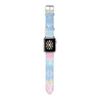 Louis Vuitton Apple Watch Band Straps Compatible iWatch 6 5 4 3 2 1 38mm 40mm 41mm 42mm 44mm 45mm Replacement Band – Beach Pink
