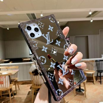 [CROSSBODY] Louis Vuitton Eye Trunk Mirror Case for iPhone 13 Mini 7 8 Plus 12 11 14 Pro Max Xs Max XR – Silver