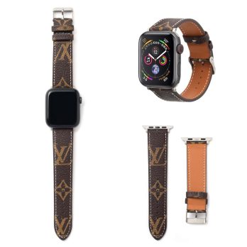 Louis Vuitton Apple Watch Band Straps Compatible iWatch 6 5 4 3 2 1 38mm 40mm 41mm 42mm 44mm 45mm Replacement Band – Brown