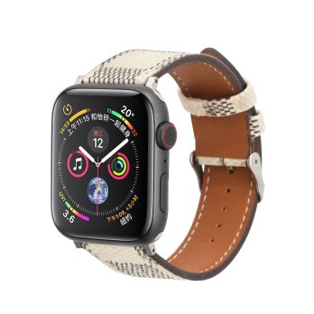 Louis Vuitton Apple Watch Band Straps Compatible iWatch 6 5 4 3 2 1 38mm 40mm 41mm 42mm 44mm 45mm Replacement Band – White Check