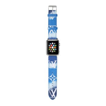 Louis Vuitton Apple Watch Band Straps Compatible iWatch 6 5 4 3 2 1 38mm 40mm 41mm 42mm 44mm 45mm Replacement Band – Beach Blue