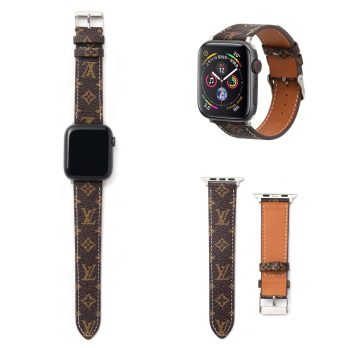 Louis Vuitton Apple Watch Band Straps Compatible iWatch 6 5 4 3 2 1 38mm 40mm 41mm 42mm 44mm 45mm Replacement Band – Small Brown