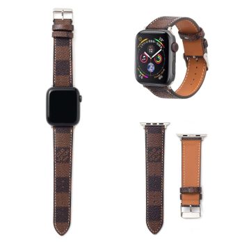 Louis Vuitton Apple Watch Band Straps Compatible iWatch 6 5 4 3 2 1 38mm 40mm 41mm 42mm 44mm 45mm Replacement Band – Brown Check