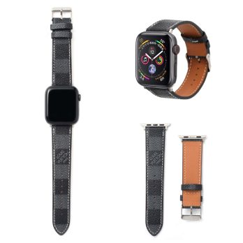 Louis Vuitton Apple Watch Band Straps Compatible iWatch 6 5 4 3 2 1 38mm 40mm 41mm 42mm 44mm 45mm Replacement Band – Black Check