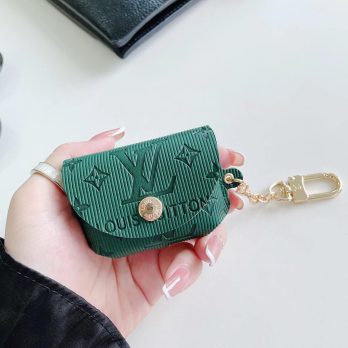 Louis Vuitton Leather Case Protective Cover Airpods Pro 1 2 3 – Green