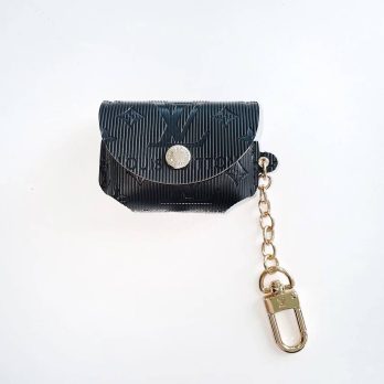 Louis Vuitton Leather Case Protective Cover Airpods 1 2 3 Pro – Black