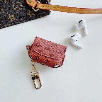 Louis Vuitton Leather Case Protective Cover Airpods 1 2 3 Pro – Brown