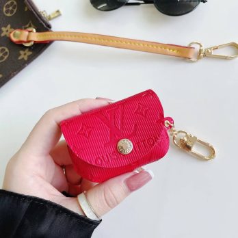 Louis Vuitton Leather Case Protective Cover Airpods Pro 1 2 3 – Red