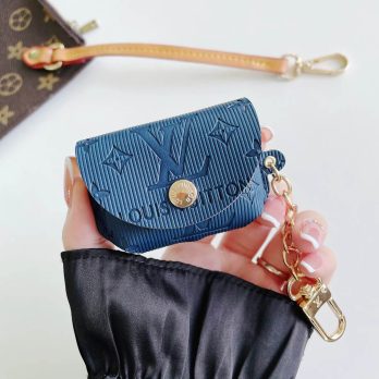 Louis Vuitton Leather Case Protective Cover Airpods Pro 1 2 3 – Navy