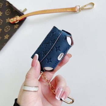 Louis Vuitton Leather Case Protective Cover Airpods Pro 1 2 3 – Navy