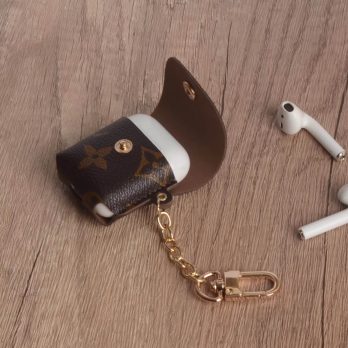 Louis Vuitton Leather Case Protective Cover Airpods Pro 1 2 3 – Brown