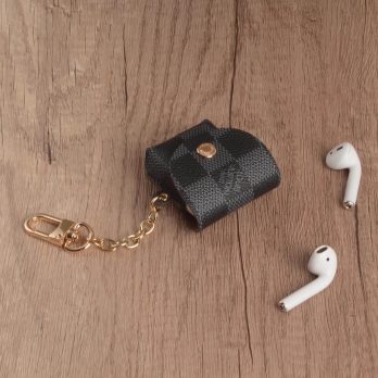 Louis Vuitton Leather Case Protective Cover Airpods Pro 1 2 3 – Black Check