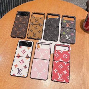 Louis Vuitton Brown Monogram Leather Protective Case for Samsung Galaxy Z Flip 4 5, Z Fold 4 5