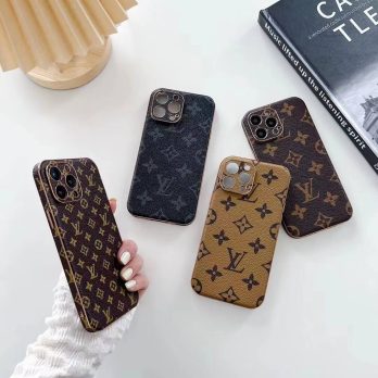 Louis Vuitton Eclipse Monogram Plating Edge Thin Case for iPhone 15 11 12 13 14 Pro Max Xs XR 7 8 Plus