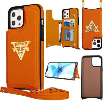 [Crossbody] Louis Vuitton Yellow Canvas Back Flip Wallet Case iPhone 13 14 Pro Max Xs Max XR 7 8 Plus 12 13 Mini