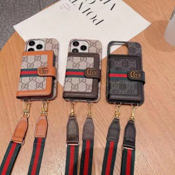 [Crossbody] GG Back Wallet Leather Case for Samsung Galaxy Phone
