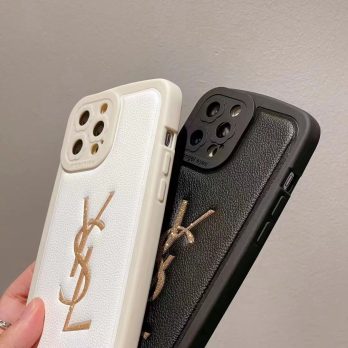YSL Soft Leather Case for iPhone 14 13 12 11 Pro Max