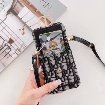 [CROSSBODY]Dior MONTAIGNE Canvas Card Holder Case for iPhone 15 14 13 12 11 Pro Max