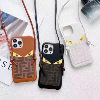 [CROSSBODY]Fendi Leather Card Holder Case for iPhone 14 13 12 11 Pro Max
