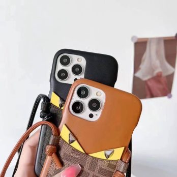 [CROSSBODY]Fendi Leather Card Holder Case for iPhone 14 13 12 11 Pro Max