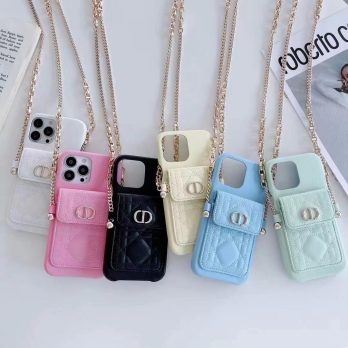 [CROSSBODY]Dior MONTAIGNE Leather Card Holder Case for iPhone 15 14 13 12 11 Pro Max