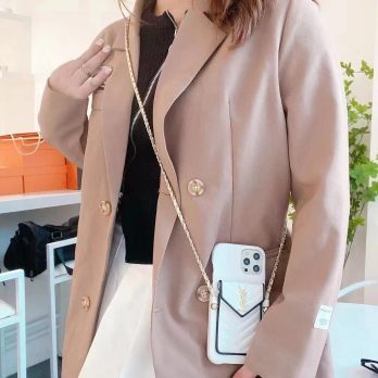 YSL Leather Card Holder Case for iPhone 14 13 12 11 Pro Max Xs XR 7 8 Plus