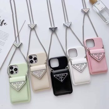 [CROSSBODY]Prada Leather Wallet Case for iPhone 15 14 13 12 11 Pro Max