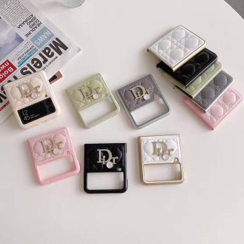Dior Soft Leather Protective Case for Samsung Galaxy Z Flip 1 2 3 4 5, Z Fold 2 3 4 5