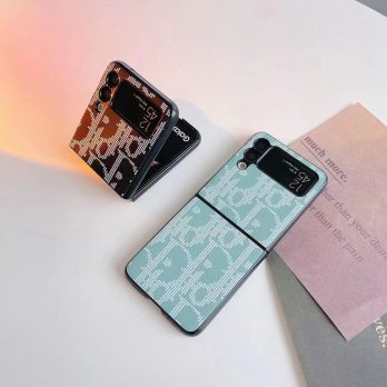 Dior Leather Canvas Thin Case for Samsung Galaxy Z Flip 1 2 3 4 5, Z Fold 2 3 4 5