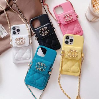[Crossbody]CHANEL Leather Card Holder Case for iPhone 15 14 13 12 11 Pro Max