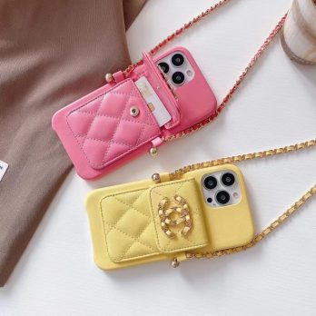 [Crossbody]CHANEL Leather Card Holder Case for iPhone 15 14 13 12 11 Pro Max