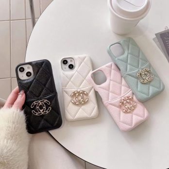 Chanel Soft Leather Card Holder Case for iPhone 15 14 12 13 11 Pro Max