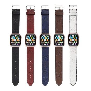 Gucci Apple Watch Band Straps Compatible iWatch Replacement imprint Leather Band