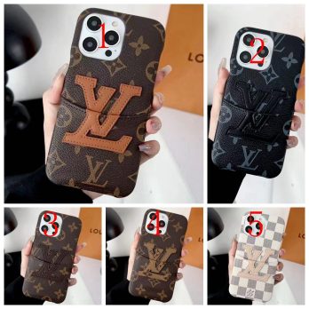 Louis Vuitton Soft Leather Card Holder Case for iPhone 11 12 13 14 15 Pro Max
