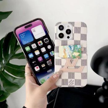 Louis Vuitton Soft Leather Card Holder Case for iPhone 11 12 13 14 15 Pro Max